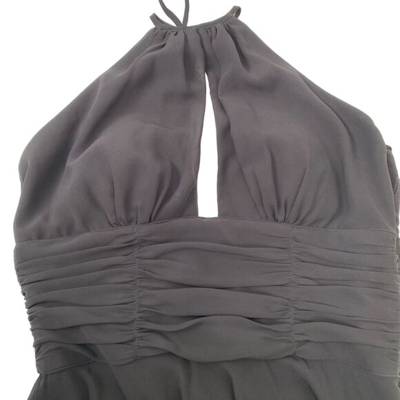 White House Black Market Dresses & Skirts - WHITE HOUSE BLACK MARKET Black Halter Ruched Waist Flare Mdi-Dress Size 4